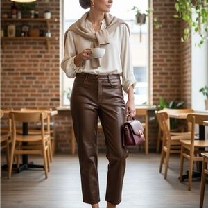 Wilfred Chestnut Faux Leather Trousers